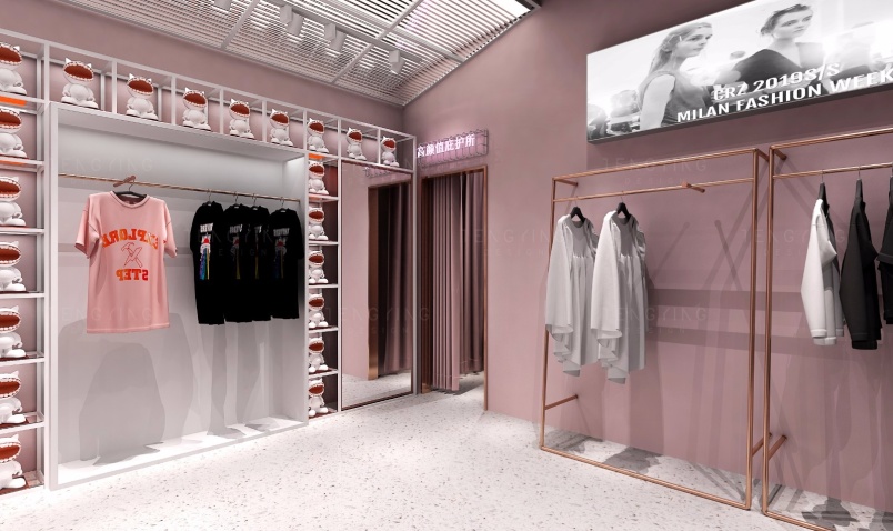 粉色服裝店室內(nèi)裝修效果圖