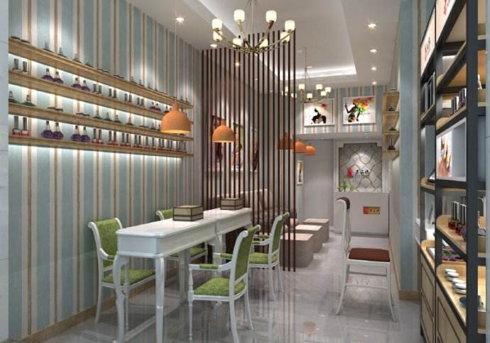 長沙美甲店裝修風(fēng)格：綠色田園風(fēng)格