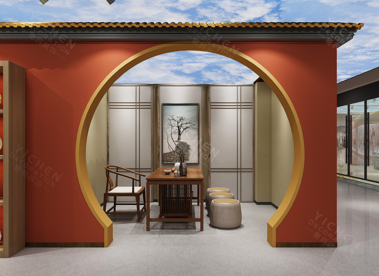 400平陶瓷展廳接待區(qū)設(shè)計