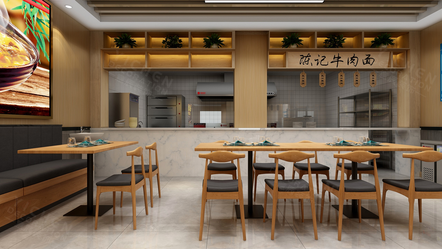 陳記牛肉面館裝修效果圖