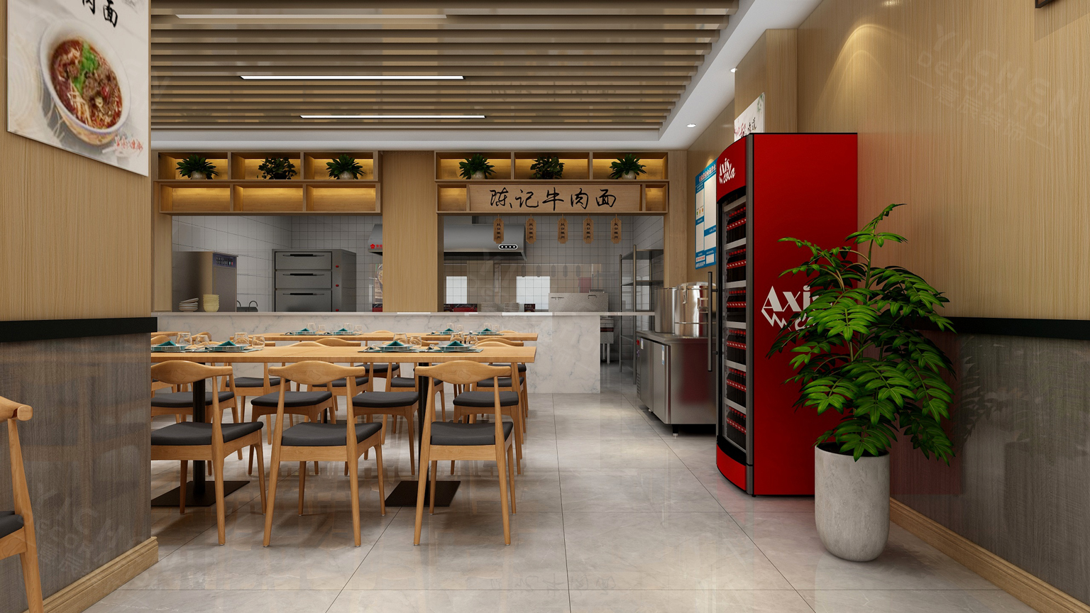 陳記牛肉面館室內(nèi)裝修效果圖